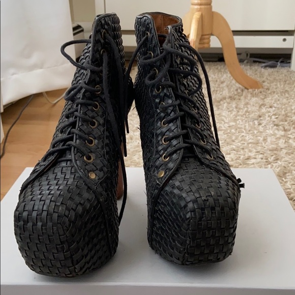 Jeffrey Campbell Lace-Up Booties (5” wooden heels) - Picture 2 of 4